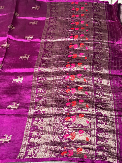 Rani Wine Purple Banarasi Pure Puna Silk Saree