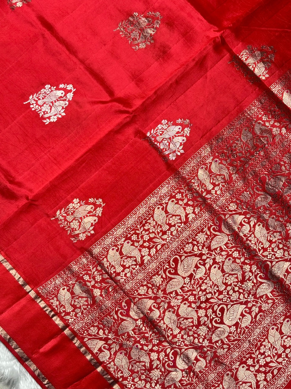 Red  Banarasi Pure Soft Silk Saree