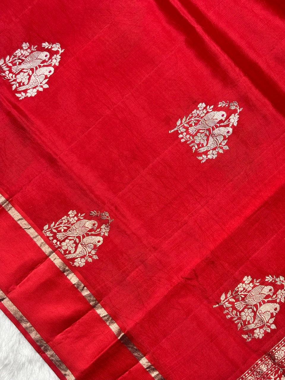 Red  Banarasi Pure Soft Silk Saree
