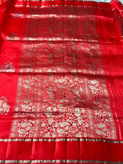 Red Banarasi Pure Puna Silk Saree