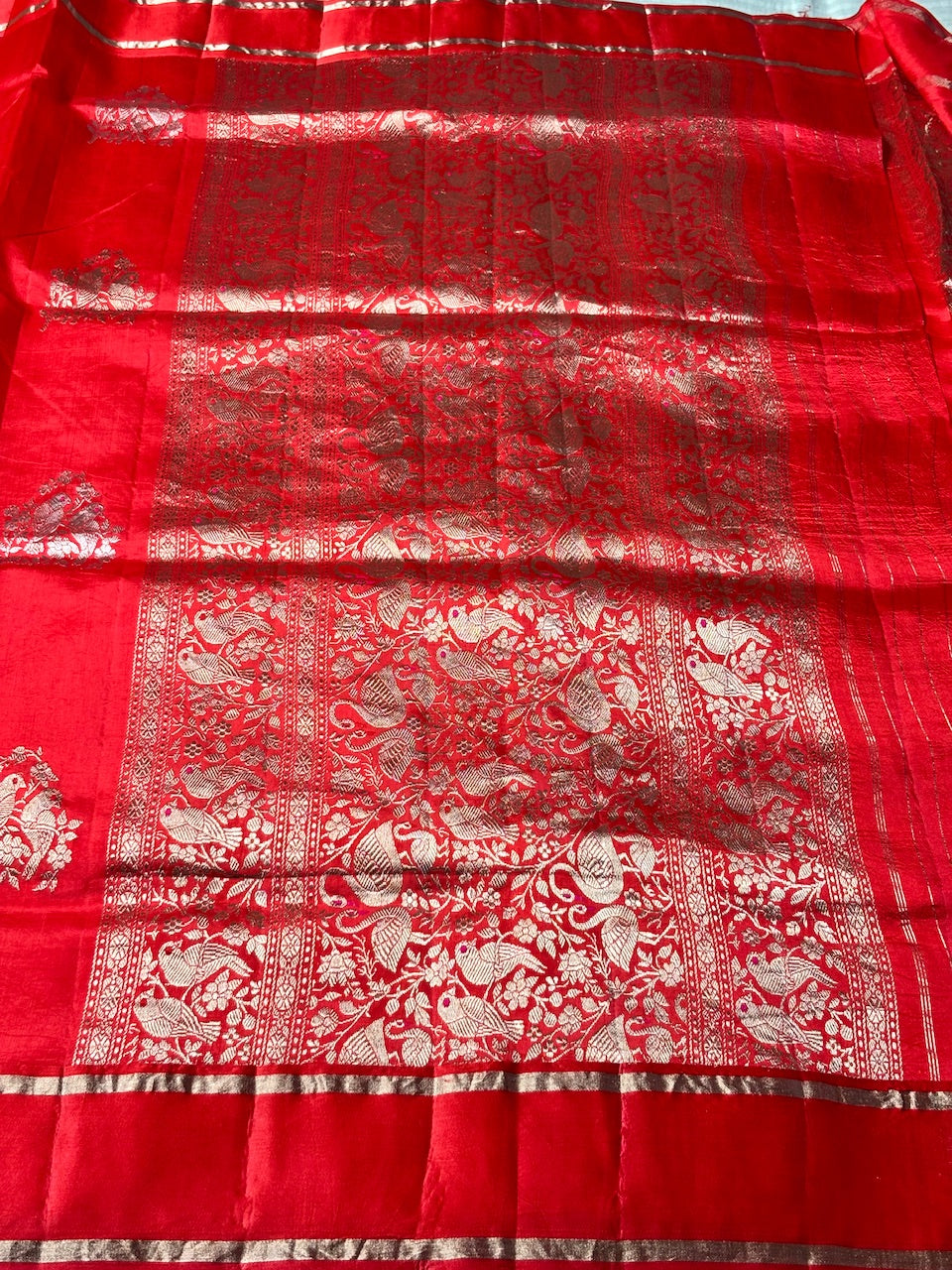 Red  Banarasi Pure Soft Silk Saree