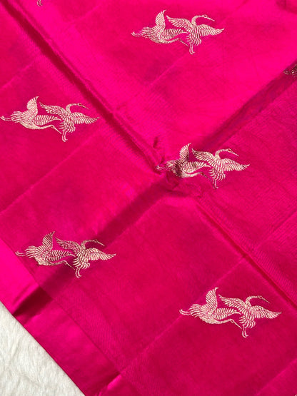 Rani Pink Banarasi Pure Puna Silk Saree