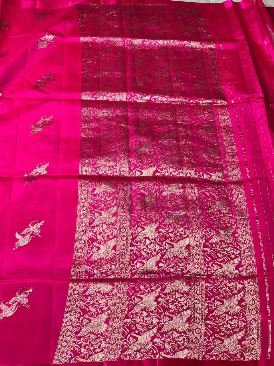 Rani Pink Banarasi Pure Soft Silk Saree
