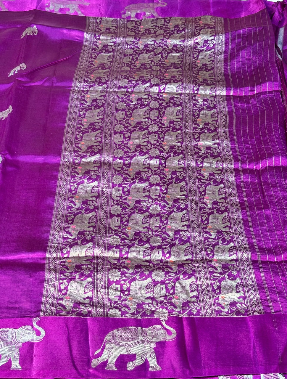 Royal Jamun Glow Banarasi Pure Soft Silk Banarasi Saree