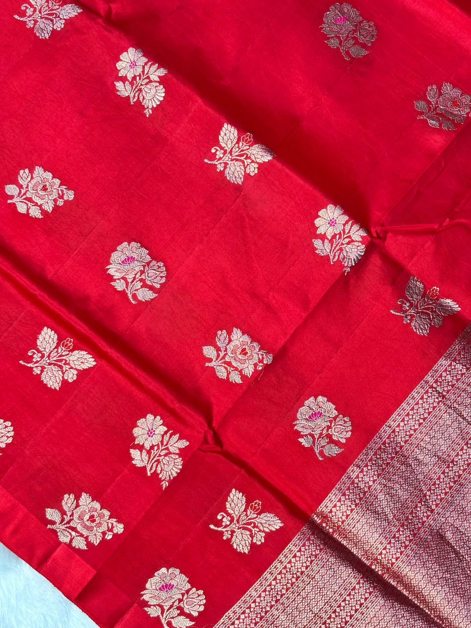 Red Banarasi Pure Soft Silk Saree