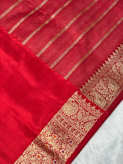 Soft Lilac Pink Handwoven Pure Banarasi Tissue Silk Saree