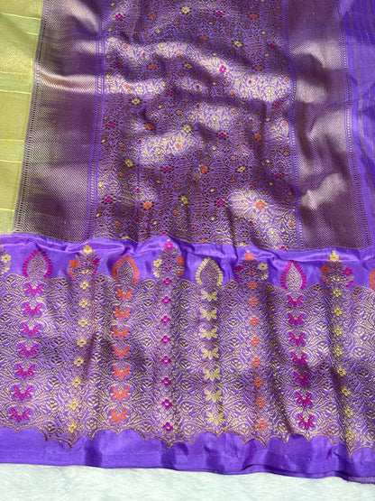 Golden Olive Handwoven Pure Banarasi Tissue Silk Saree