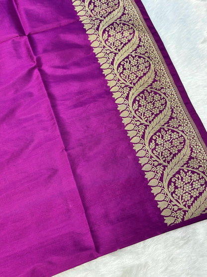 Ocean Blue Handwoven Pure Banarasi Silk Saree – Kadwa Weave in 100% Katan Mulberry Silk