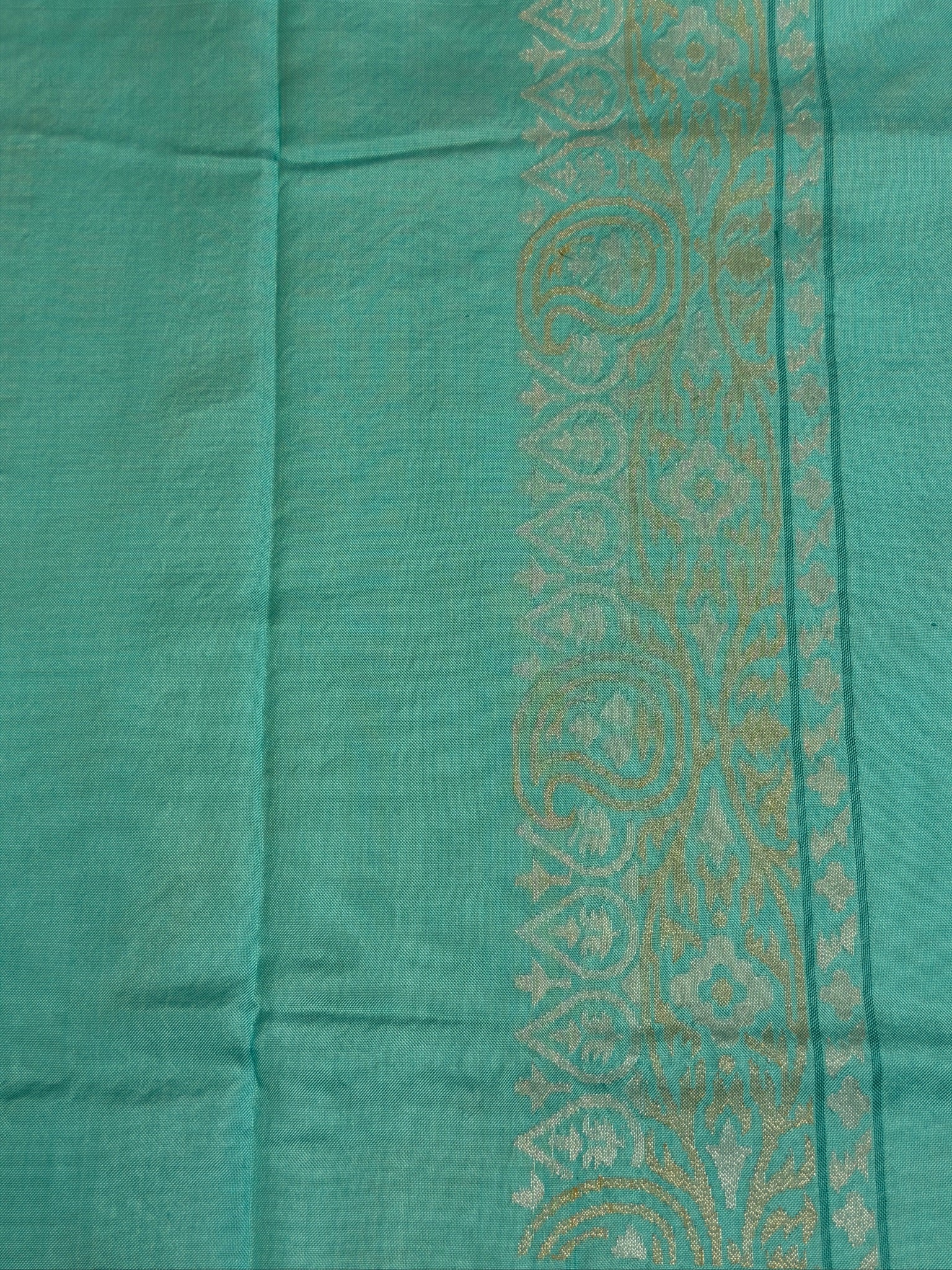 Sea Blue Pure Real Zari Jamdani Saree with Floral Weaving