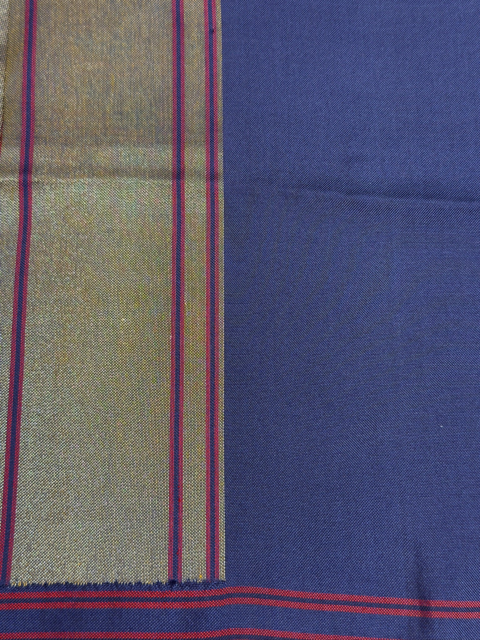 Ink Blue Pure Real Zari Jamdani Saree with Floral Weaving