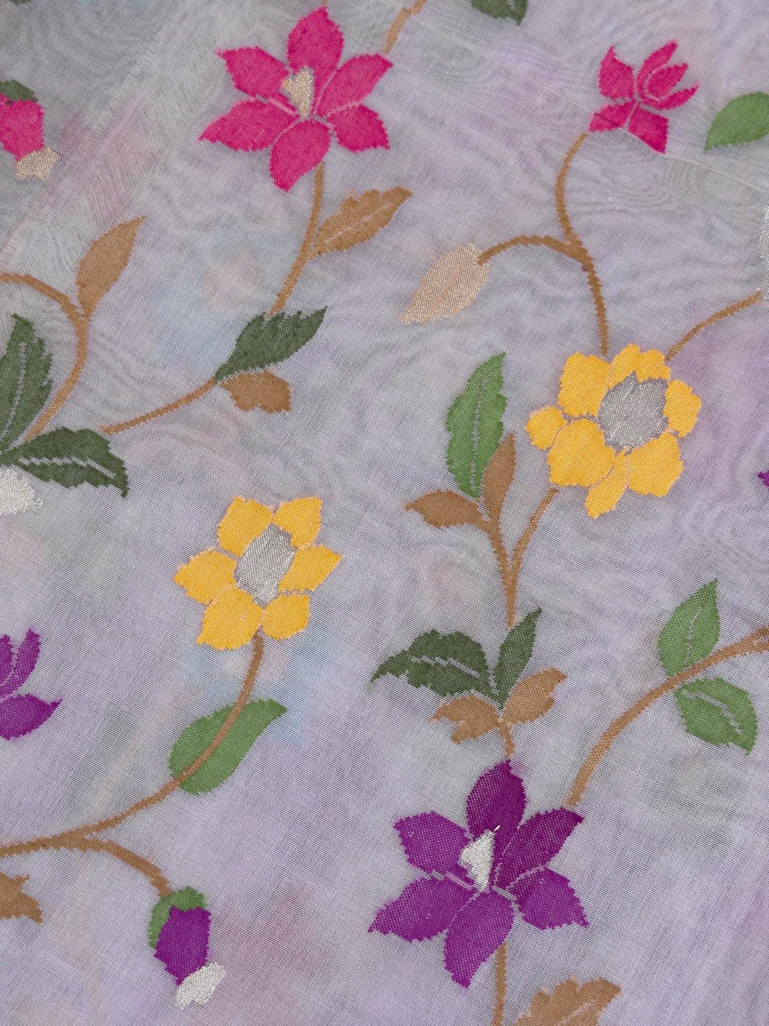 Realzari Pure Kora Organza Silk Saree in Lavender with Floral jall