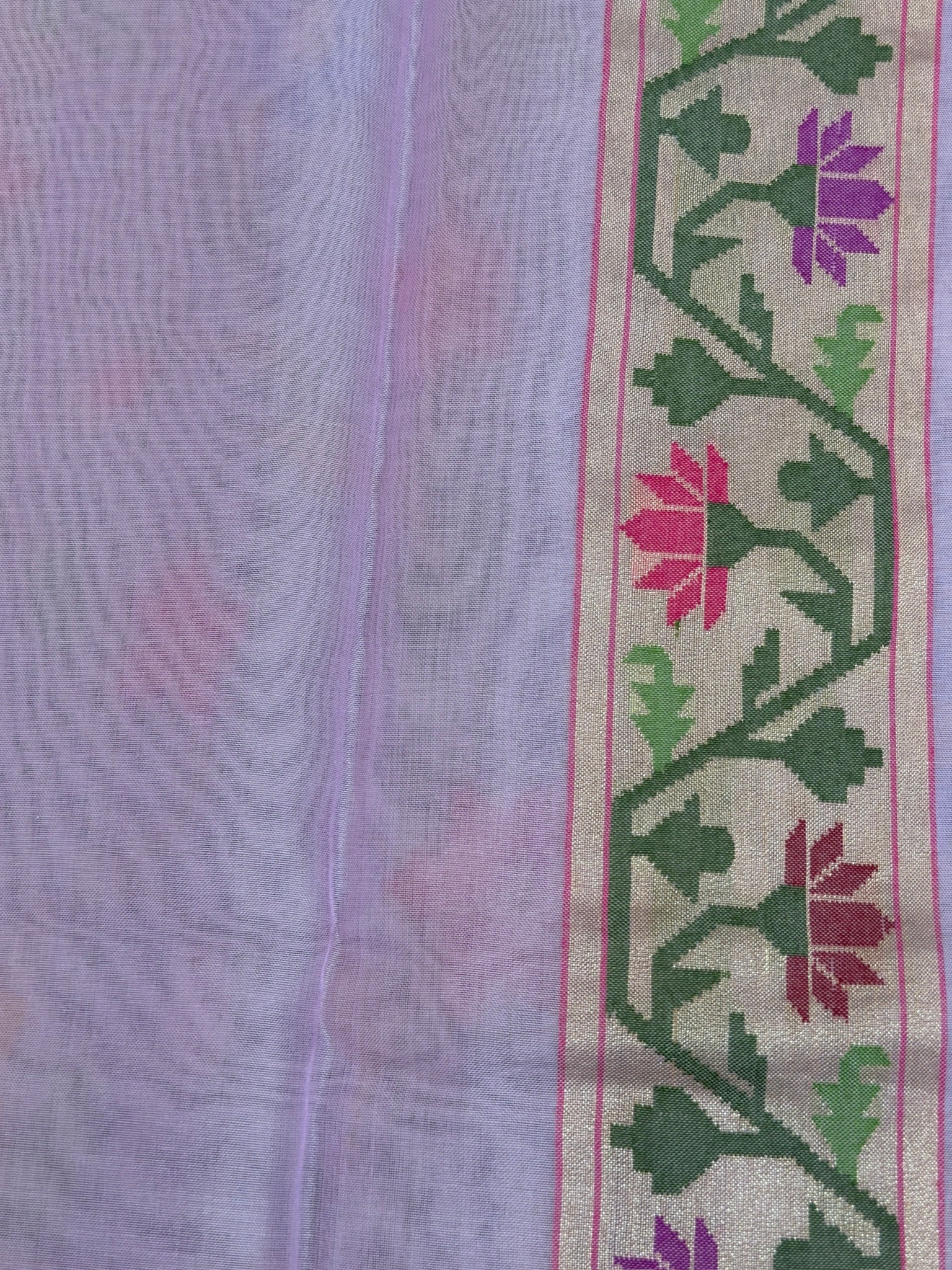 Realzari Pure Kora Organza Silk Saree in Lavender with Floral jall