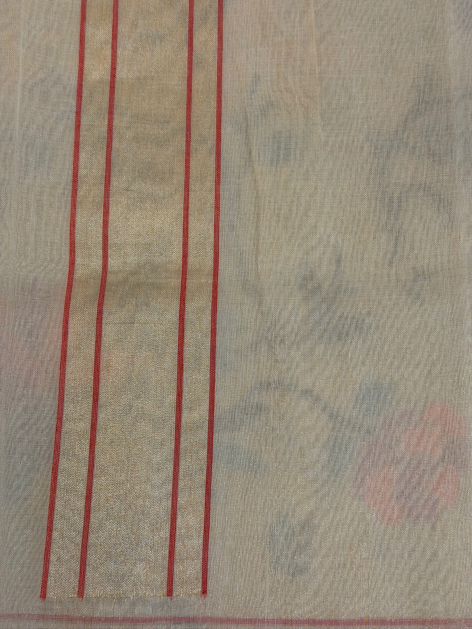 Ivory Pure Real Zari Jamdani Saree with Floral Weaving