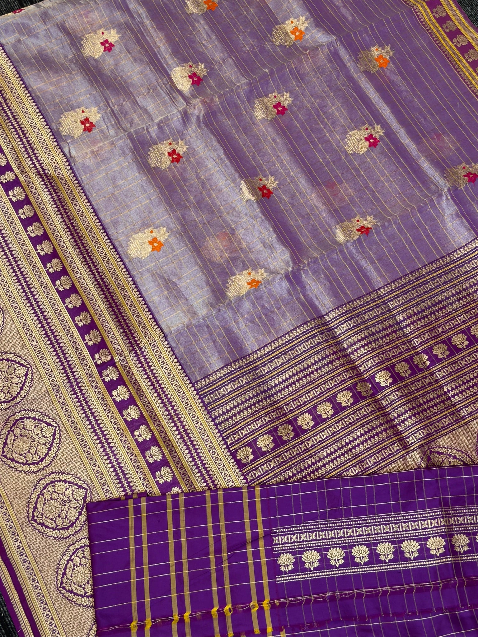 Purple Premium Banarasi Kora Organza Silk Saree – 100% Handwoven | Elegant & Timeless Design