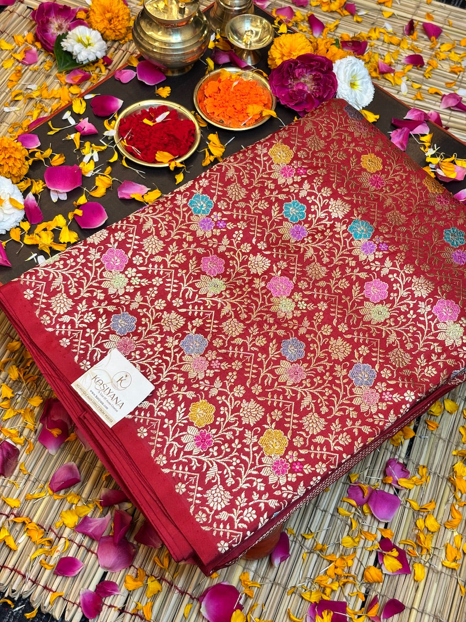 Red Pure Katan Silk handwoven saree