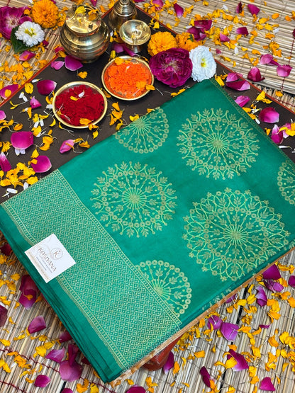 Fanta Orange Handwoven Pure Banarasi Tissue Silk Saree