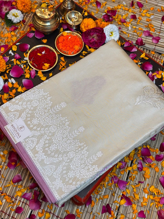 Butter Yellow Pure Banarasi Ektara Mulberry Silk Handwoven