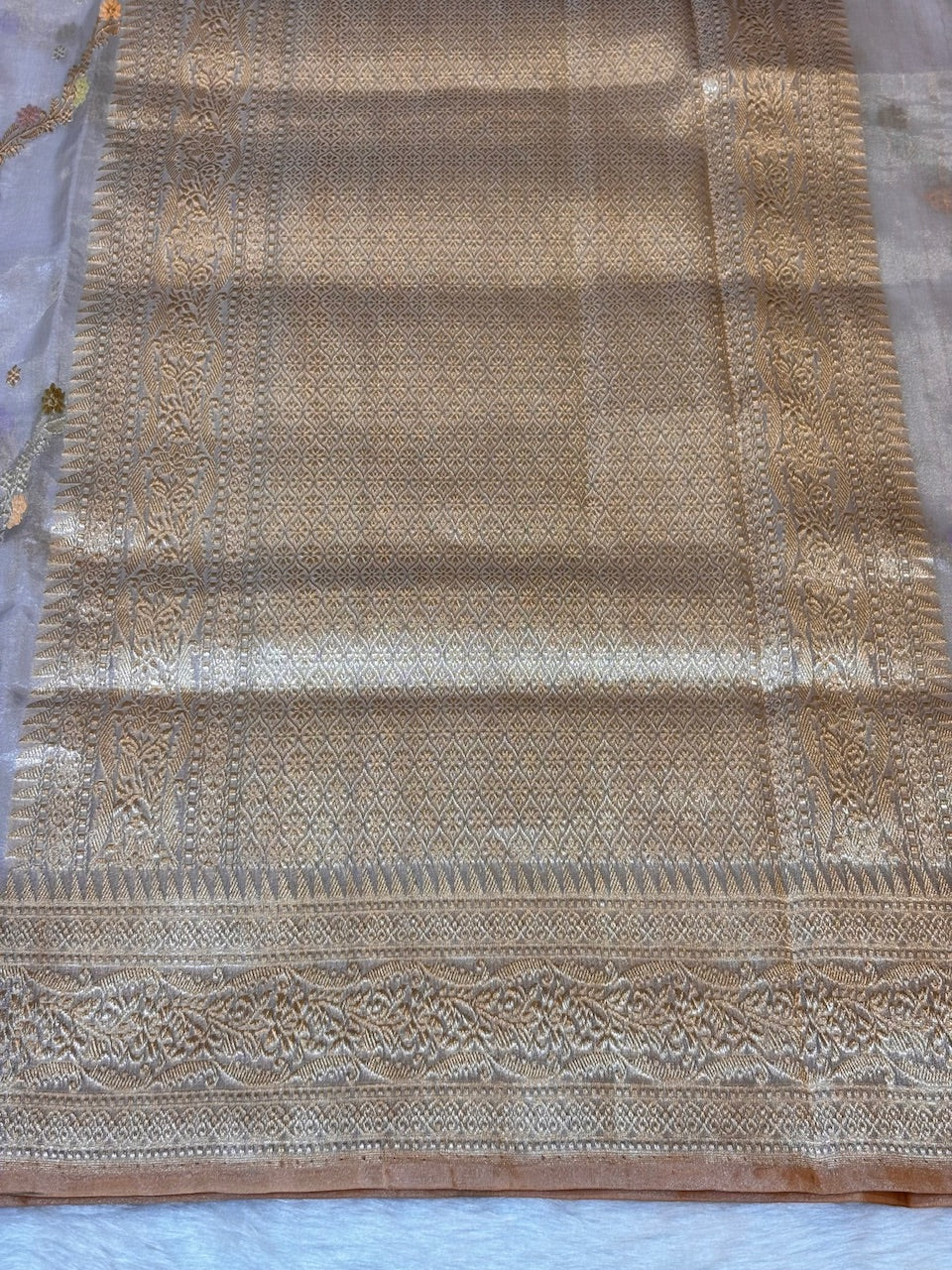 Silver Grey Handwoven Pure Banarasi Tissue Silk Saree