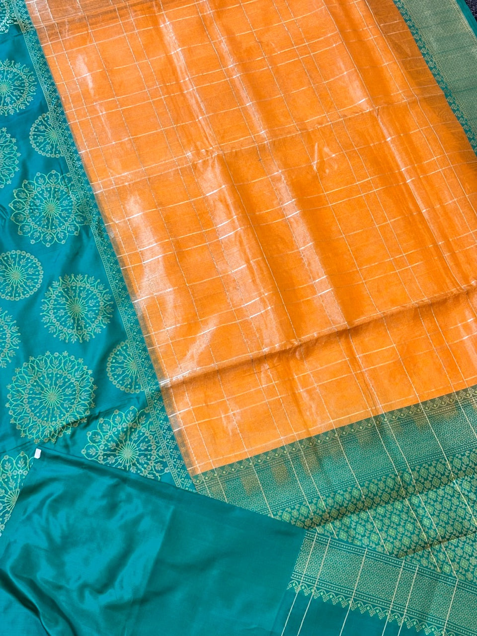 Fanta Orange Handwoven Pure Banarasi Tissue Silk Saree