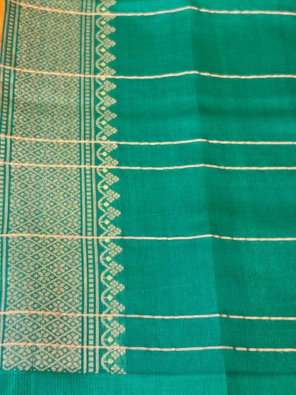 Fanta Orange Handwoven Pure Banarasi Tissue Silk Saree