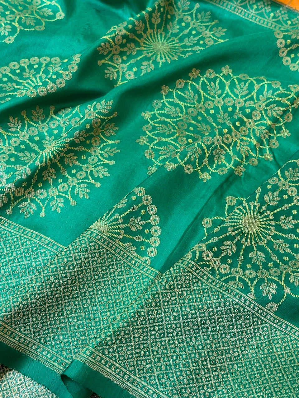 Fanta Orange Handwoven Pure Banarasi Tissue Silk Saree