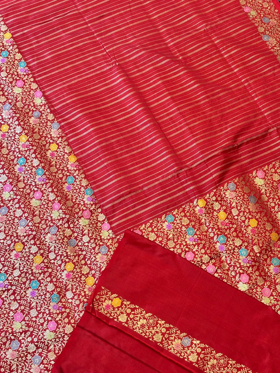 Red Pure Katan Silk handwoven saree
