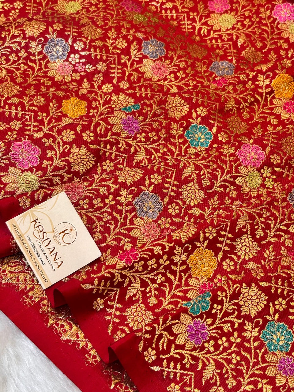 Red Pure Katan Silk handwoven saree