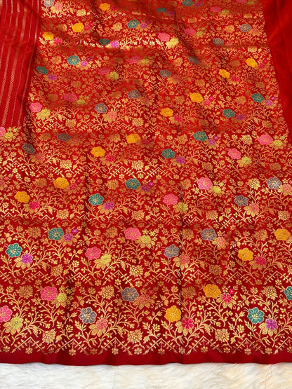 Red Pure Katan Silk handwoven saree