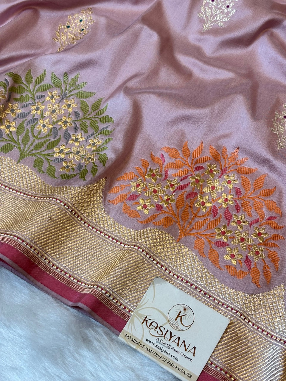 Lilac Lavender Pure Katan Silk handwoven saree