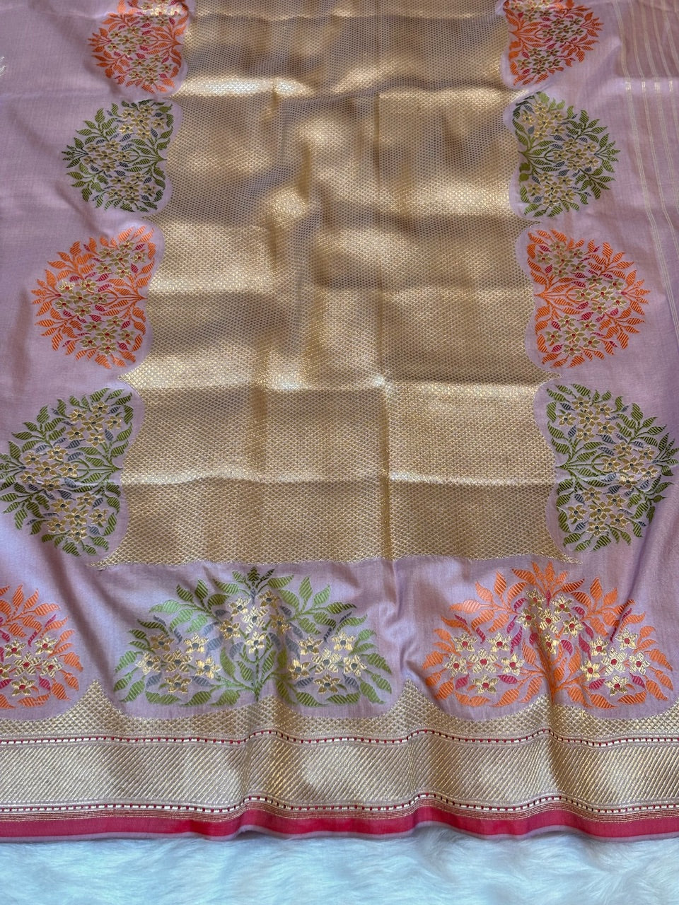 Lilac Lavender Pure Katan Silk handwoven saree