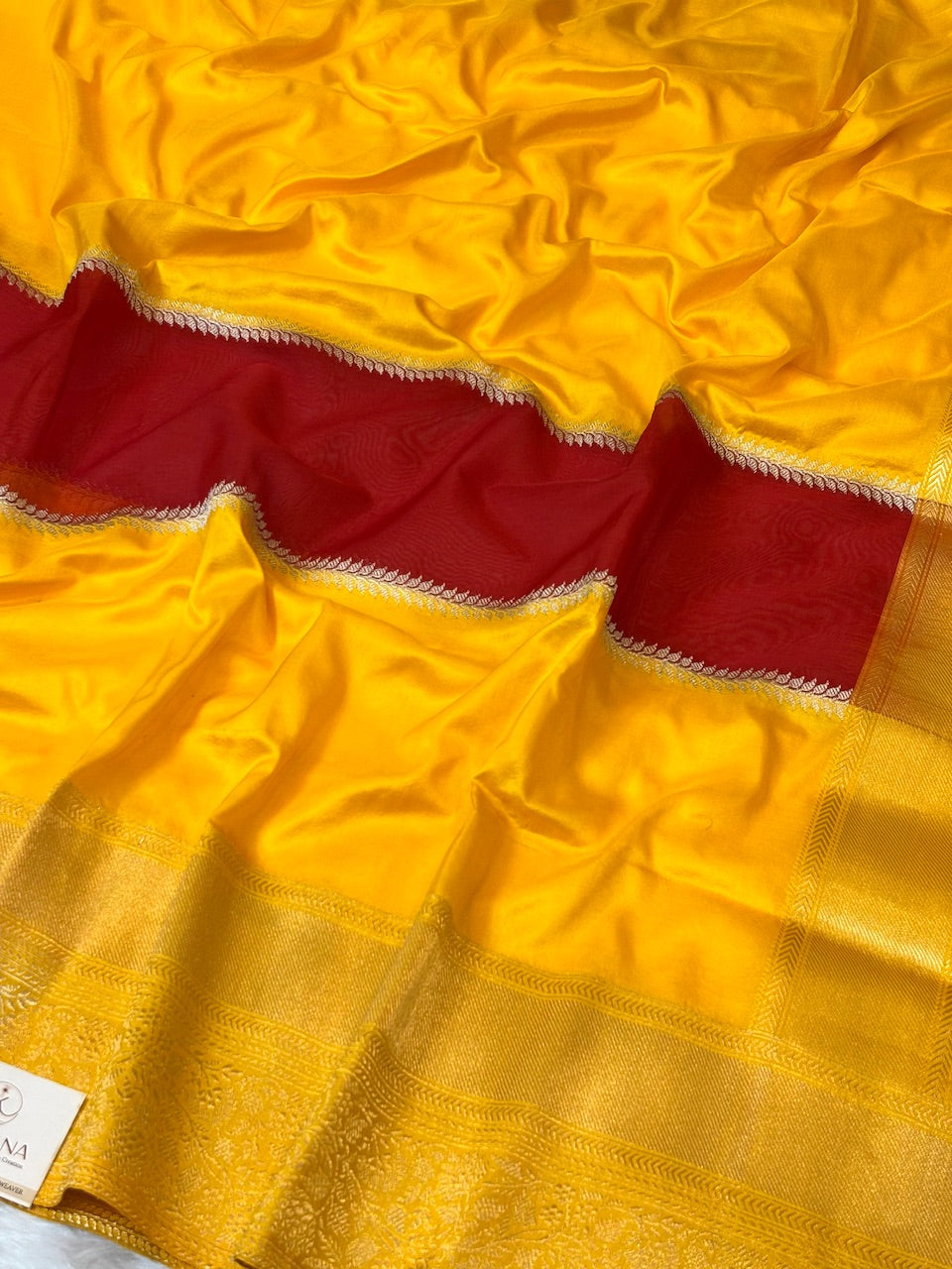 Yellow Pure Katan Silk handwoven saree