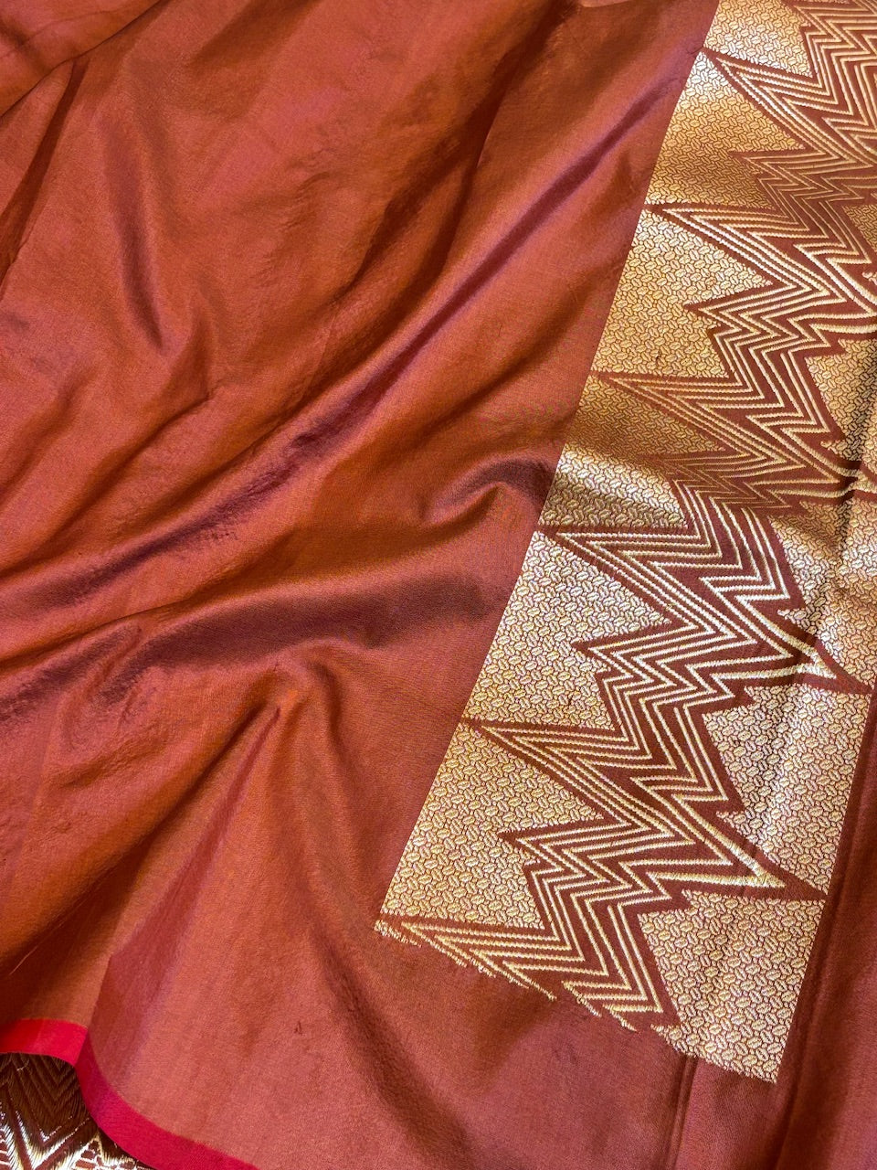 Cocoa Brown Pure Katan Silk handwoven saree