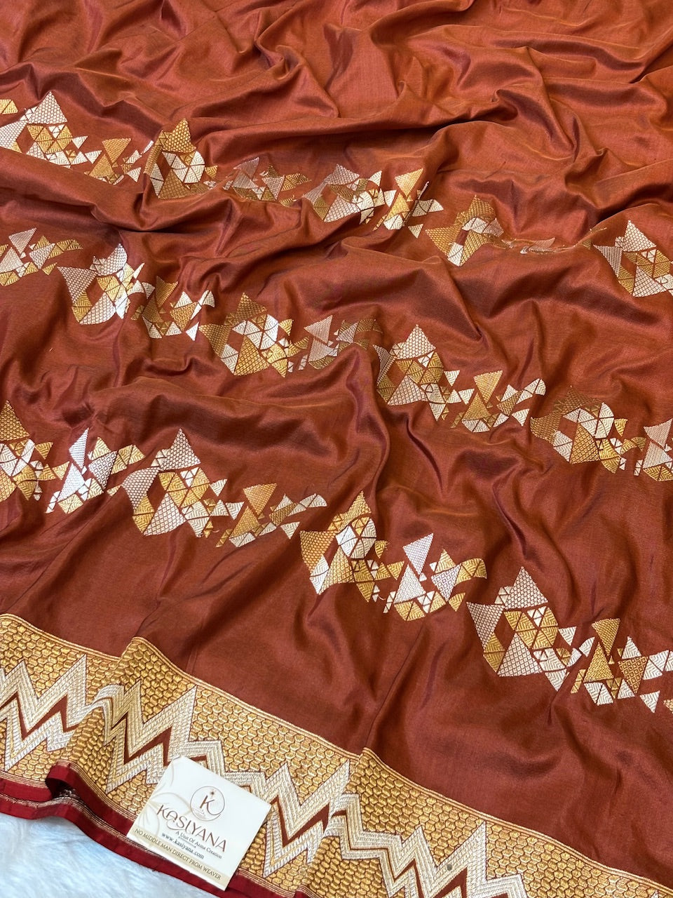 Cocoa Brown Pure Katan Silk handwoven saree