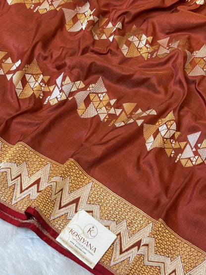 Cocoa Brown Pure Katan Silk handwoven saree