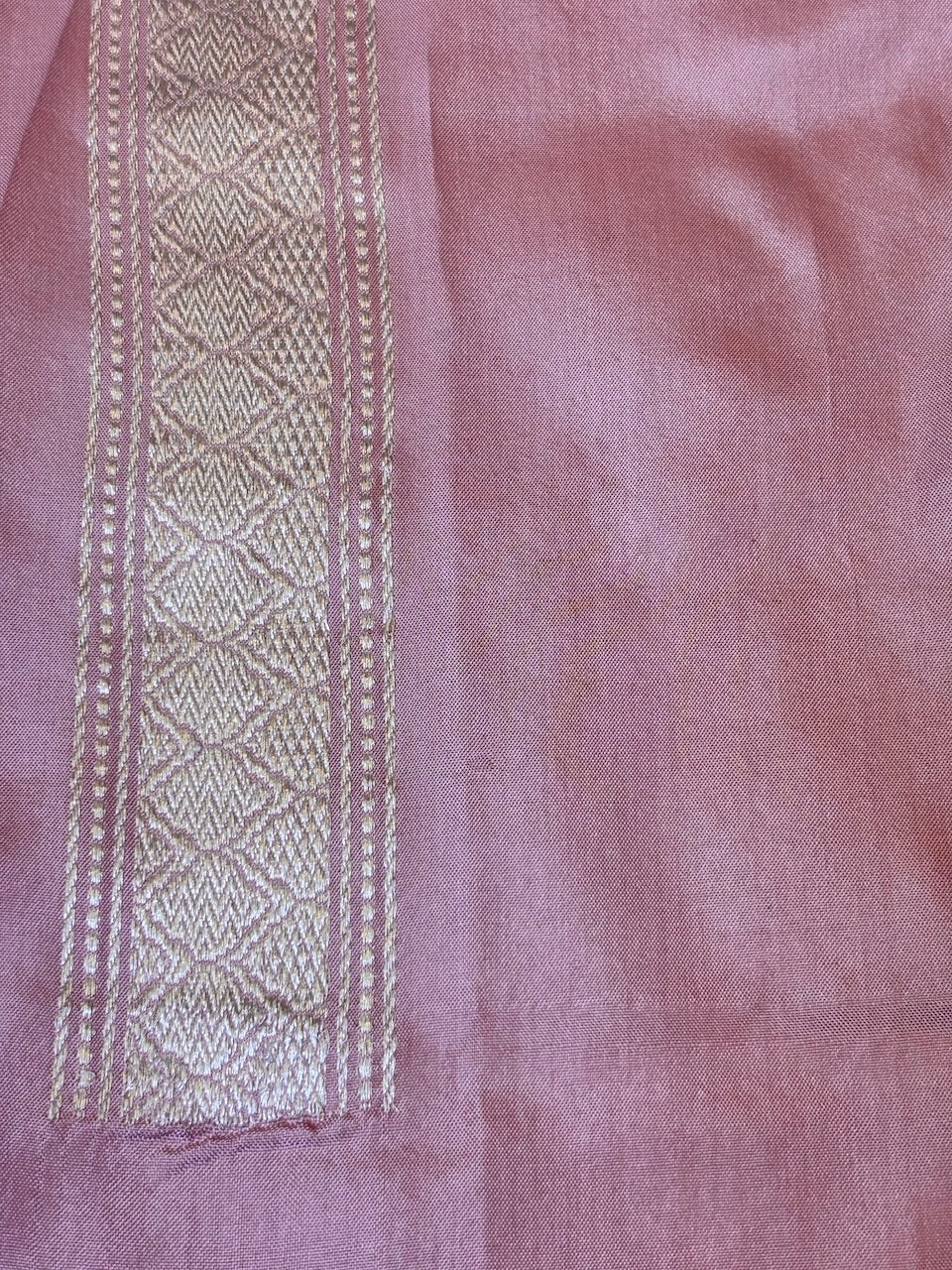 Powder Pink Pure Banarasi Ektara Mulberry Silk Handwoven
