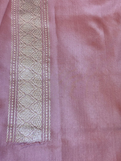 Powder Pink Pure Banarasi Ektara Mulberry Silk Handwoven