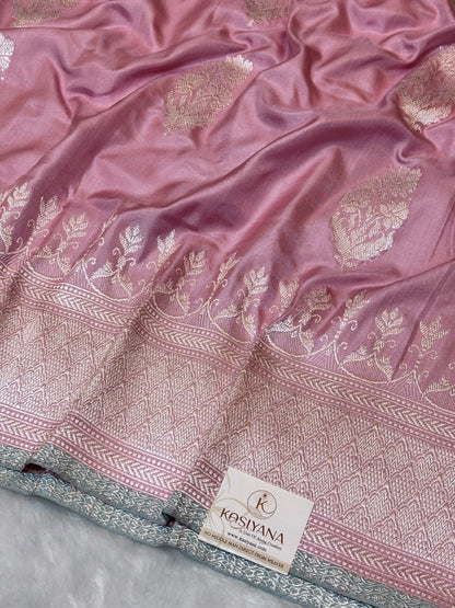 Powder Pink Pure Banarasi Ektara Mulberry Silk Handwoven