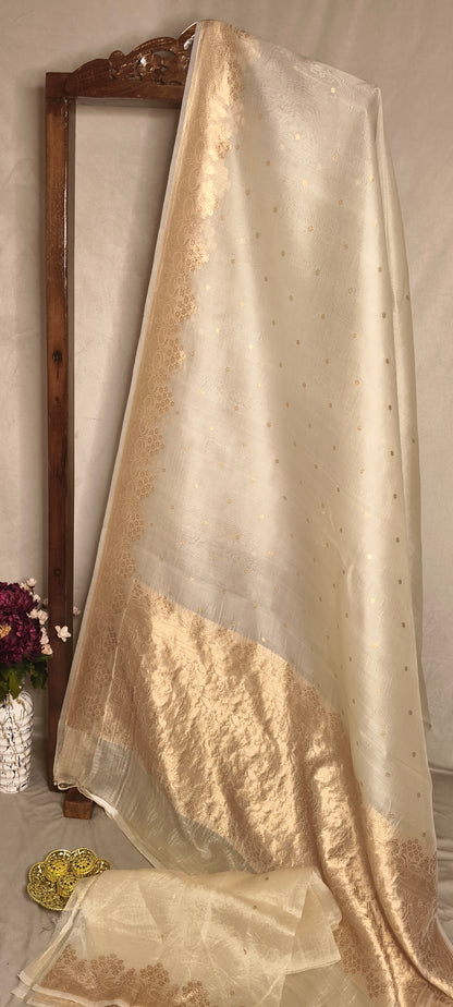 Warm Pure Tissue Silk Zari Border Aanchal Saree