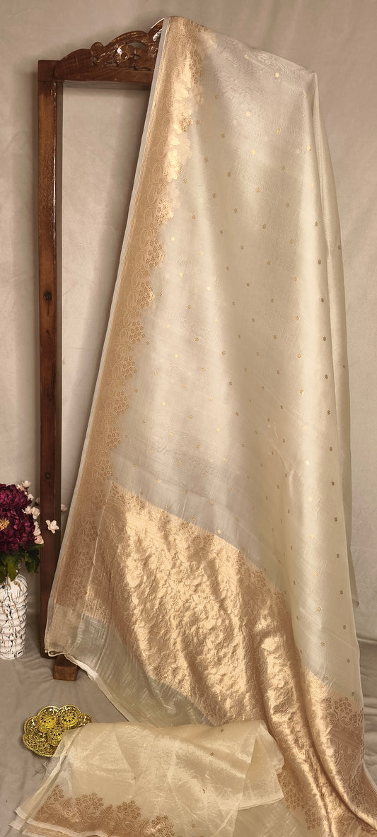 Warm Pure Tissue Silk Zari Border Aanchal Saree