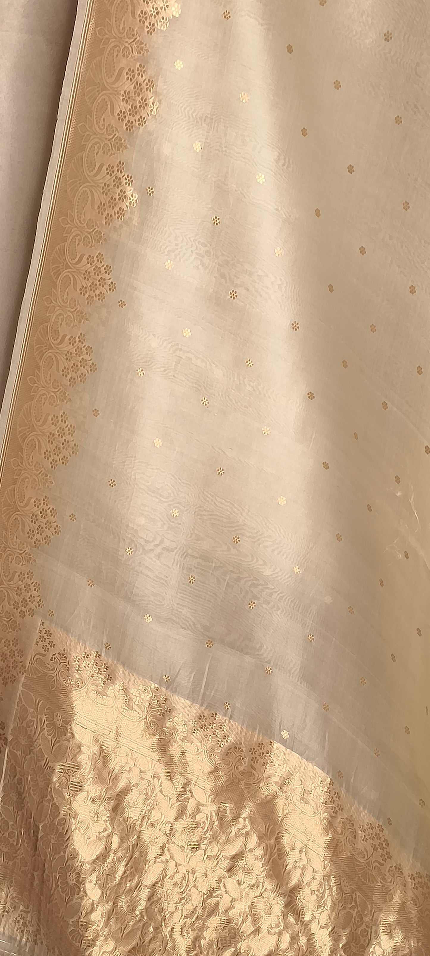 Warm Pure Tissue Silk Zari Border Aanchal Saree