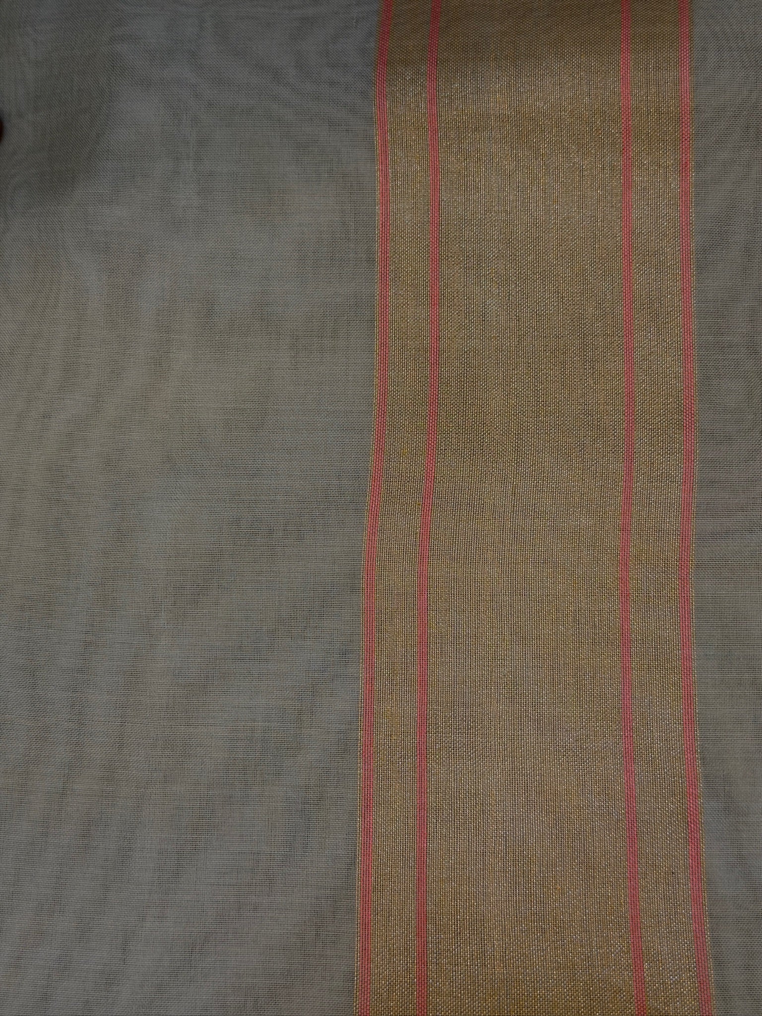 Pure Kora Organza Silk Jamdani Saree in Mist Grey with Skrt Border Handwoven Saree