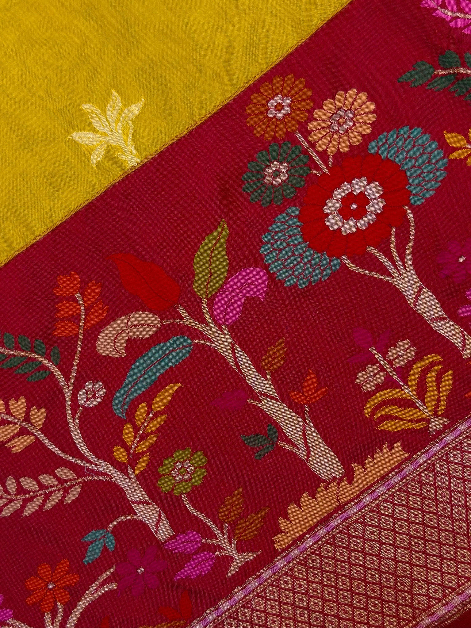 Pure Kora Organza Silk Jamdani Saree in Yellow Handwoven Saree