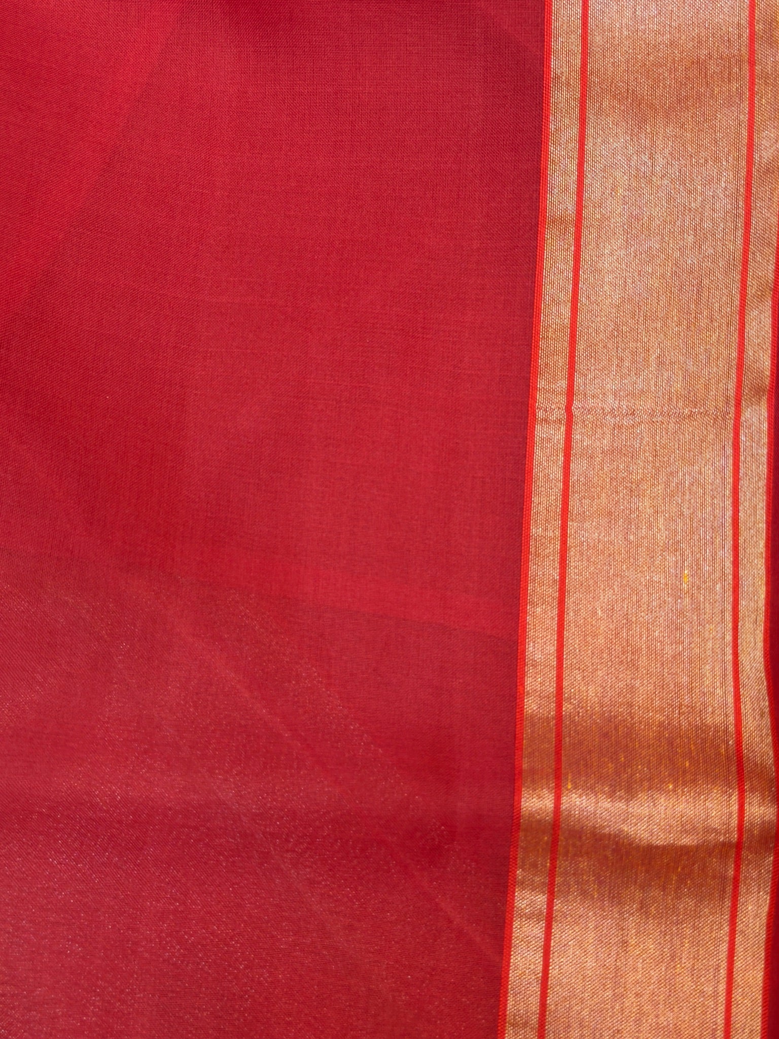 Pure Kora Organza Silk Jamdani Saree in Red with Skrt Border Handwoven Saree