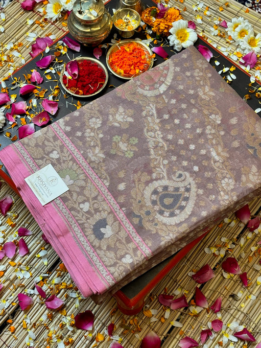Pure Cotton Jamdani Saree | Elegant Mauve Taupe Design