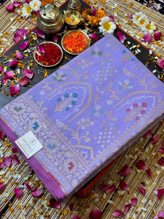 Pure Cotton Jamdani Saree | Elegant Lavender Design