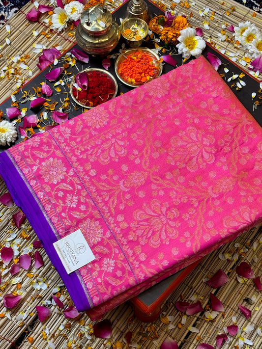 Pure Ektara Silk Jamdani Saree | Elegant Pink Design