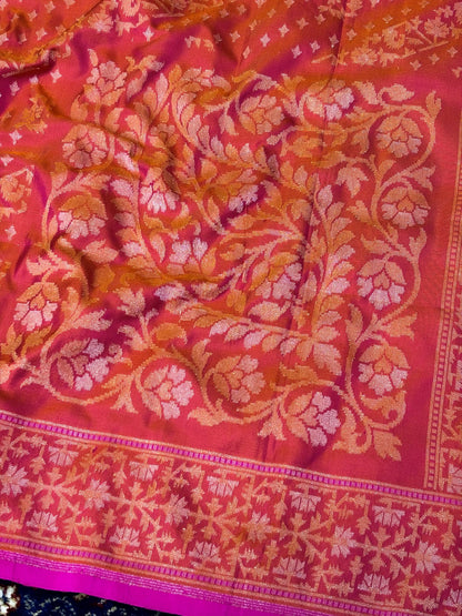 Pure Ektara Silk Jamdani Saree | Elegant  Rust Red Design