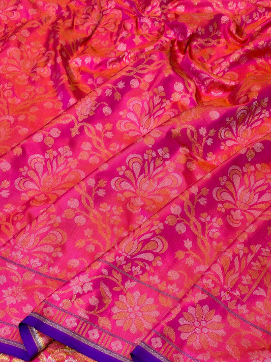Pure Ektara Silk Jamdani Saree | Elegant Pink Design