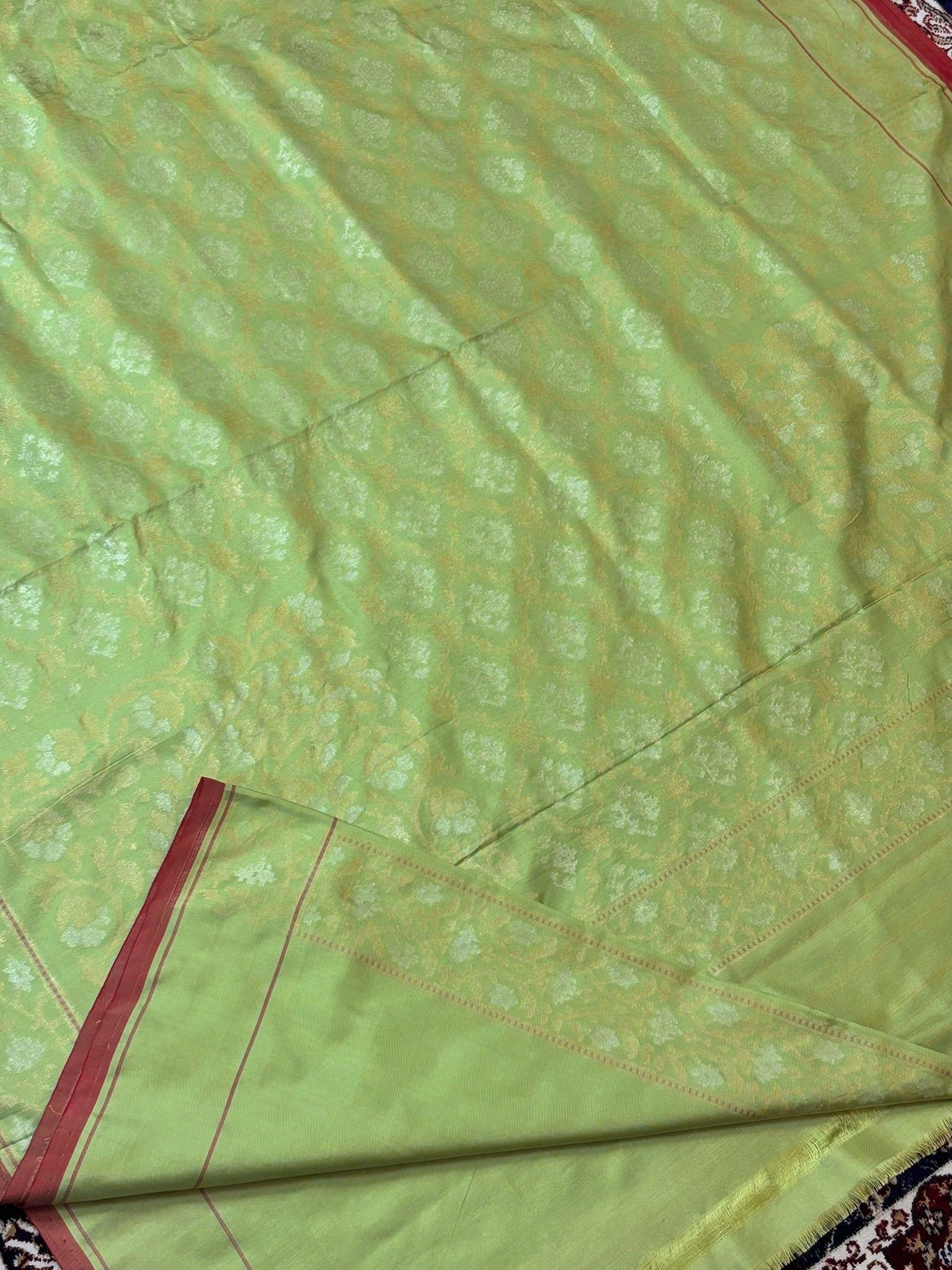 Pure Ektara Silk Jamdani Saree | Elegant Pista Green Design