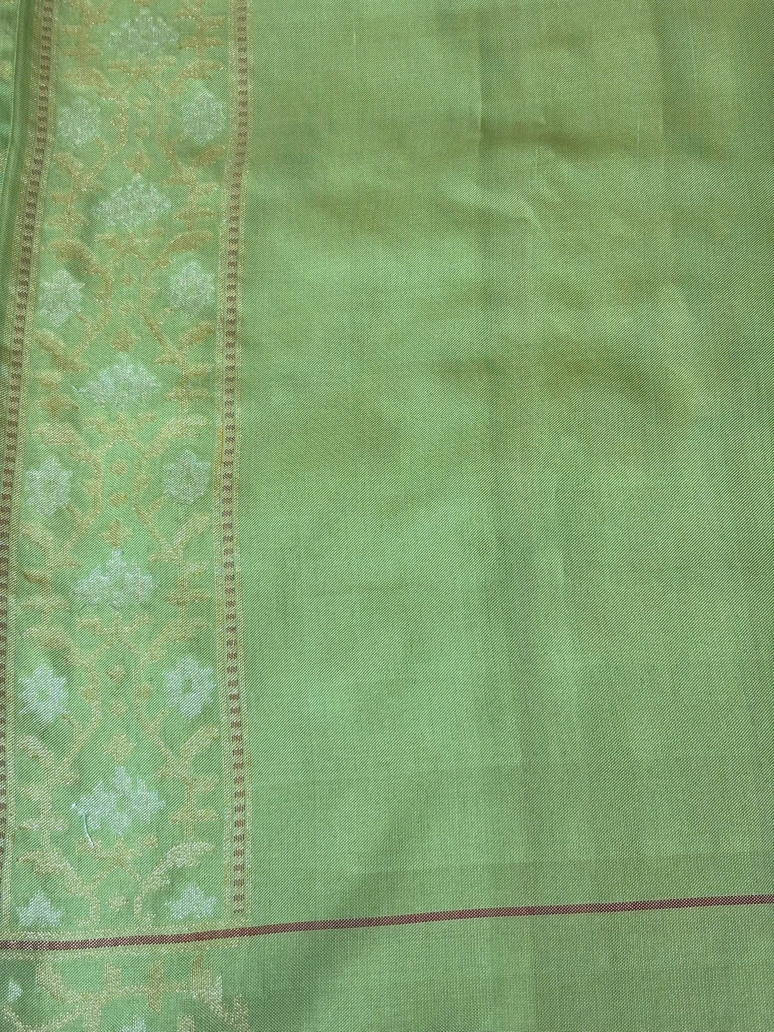 Pure Ektara Silk Jamdani Saree | Elegant Pista Green Design